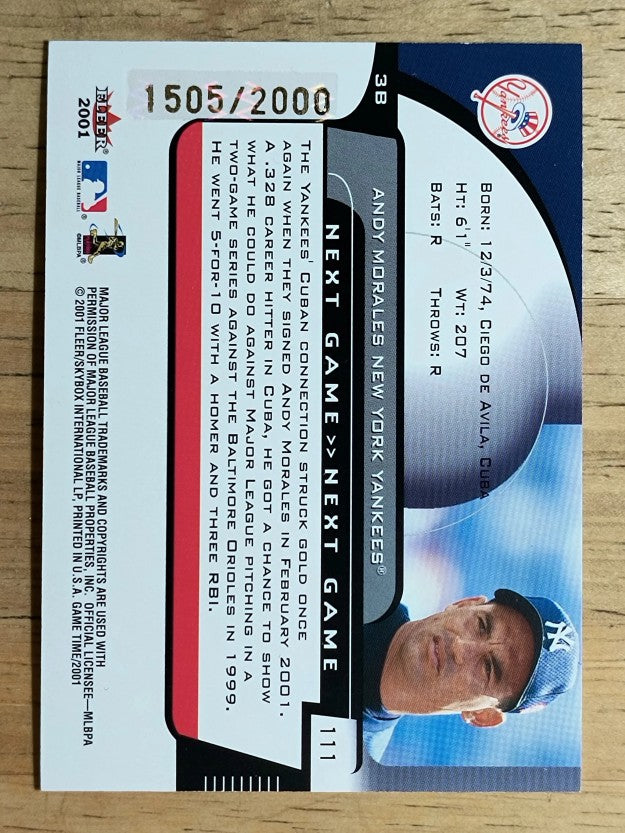 2001 Fleer Game Time #111 Andy Morales NG RC