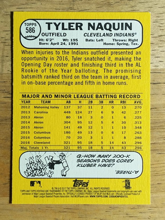 2017 Topps Heritage #586 Tyler Naquin