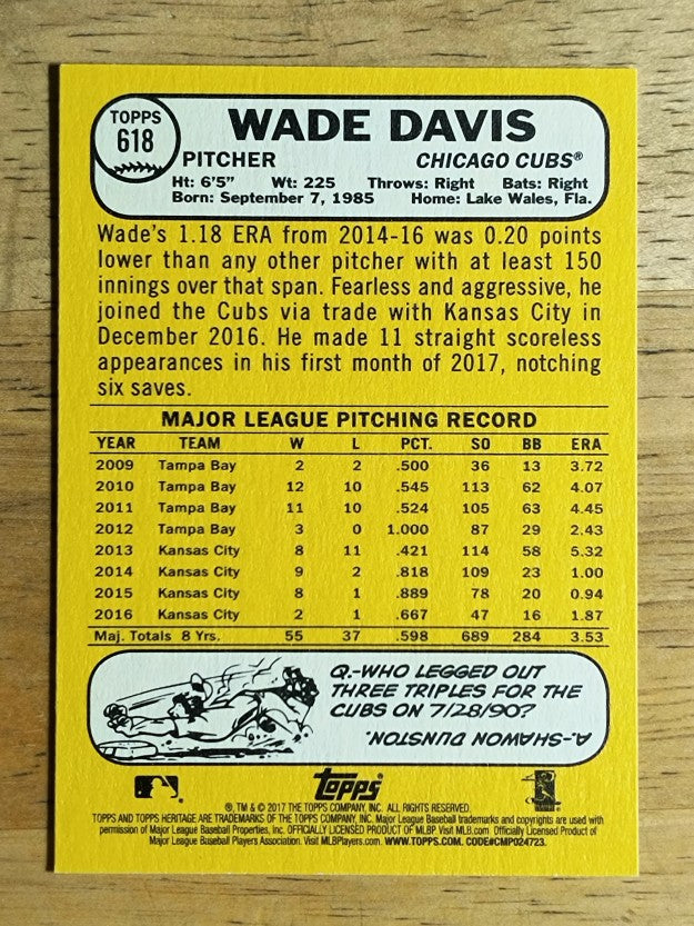 2017 Topps Heritage #618 Wade Davis