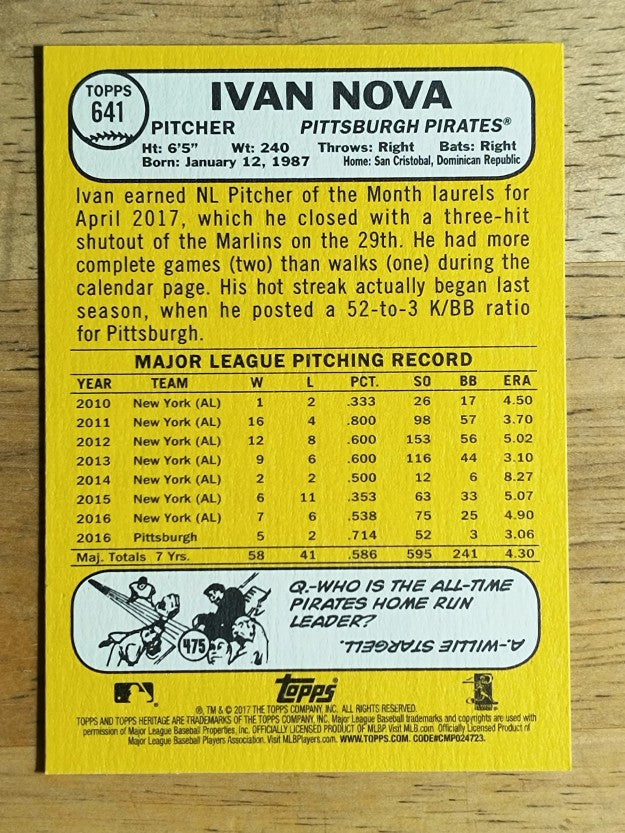 2017 Topps Heritage #641 Ivan Nova