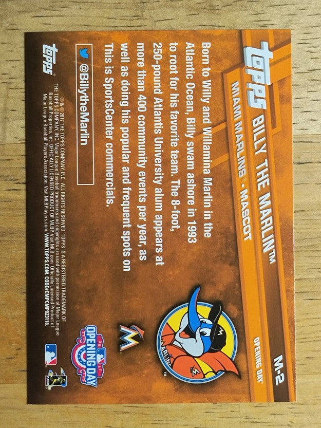2017 Topps Opening Day Mascots #M2 Billy the Marlin
