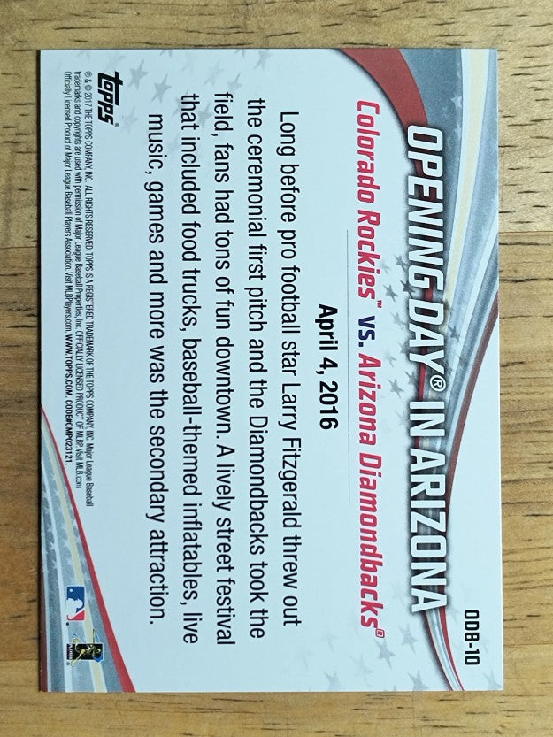 2017 Topps Opening Day Opening Day #ODB10 Arizona Diamondbacks