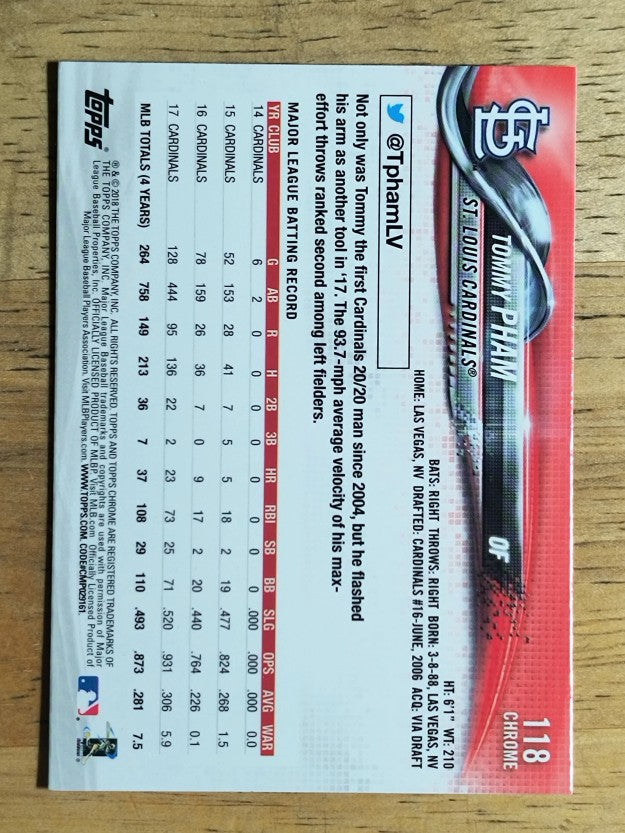 2018 Topps Chrome #118 Tommy Pham