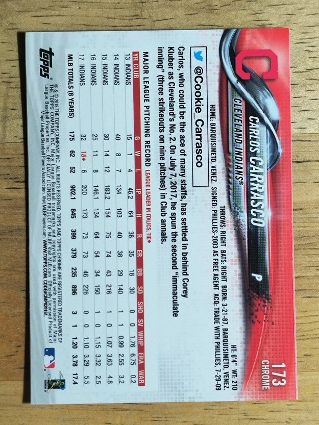 2018 Topps Chrome #173 Carlos Carrasco