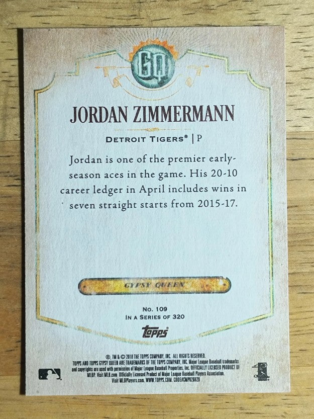 2018 Topps Gypsy Queen #109 Jordan Zimmermann