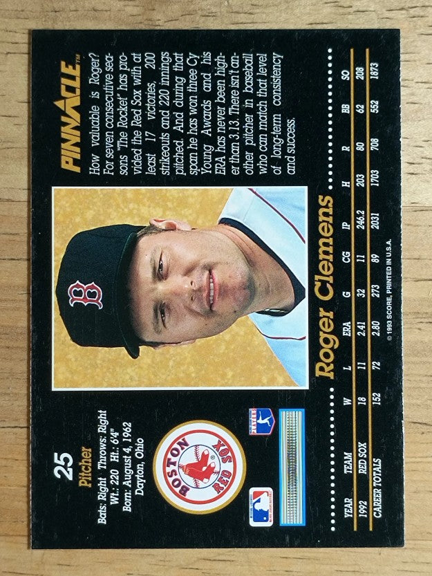 1993 Pinnacle #25 Roger Clemens