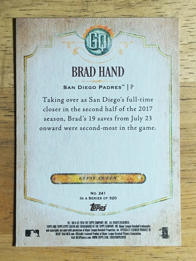 2018 Topps Gypsy Queen #241 Brad Hand