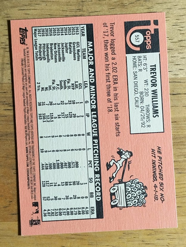 2018 Topps Heritage #557 Trevor Williams