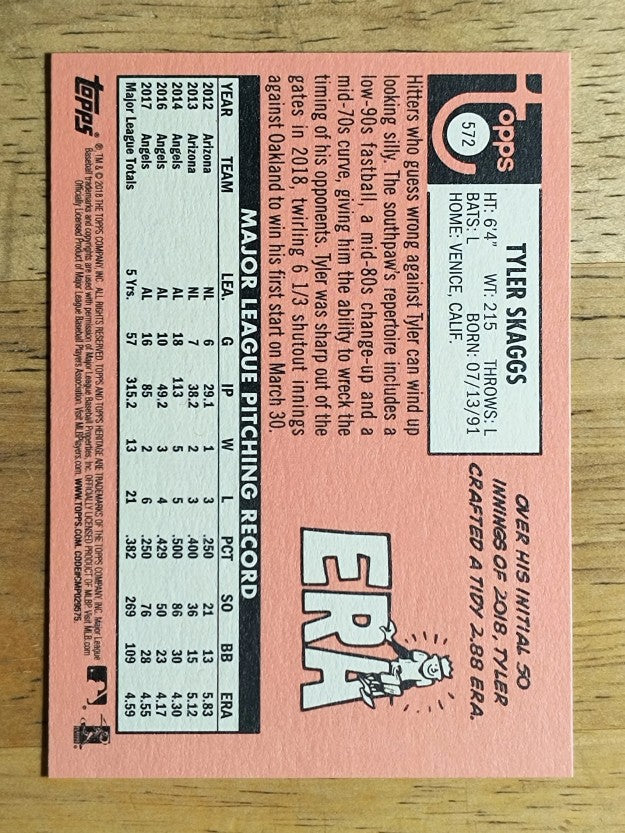 2018 Topps Heritage #572 Tyler Skaggs