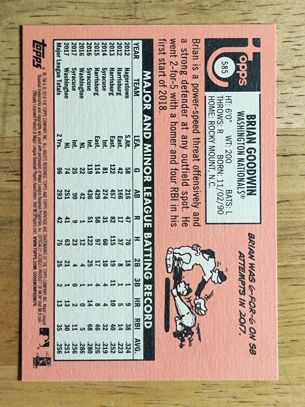 2018 Topps Heritage #585 Brian Goodwin