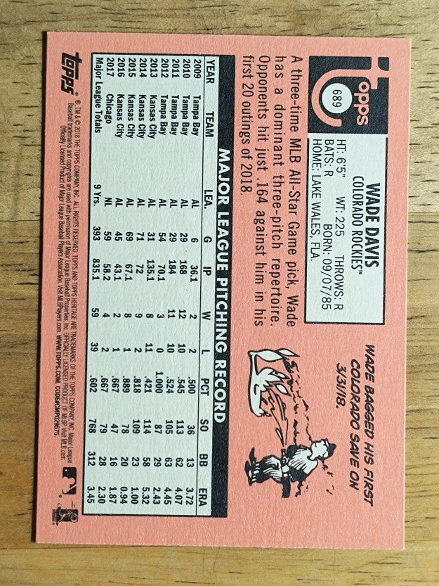 2018 Topps Heritage #689 Wade Davis