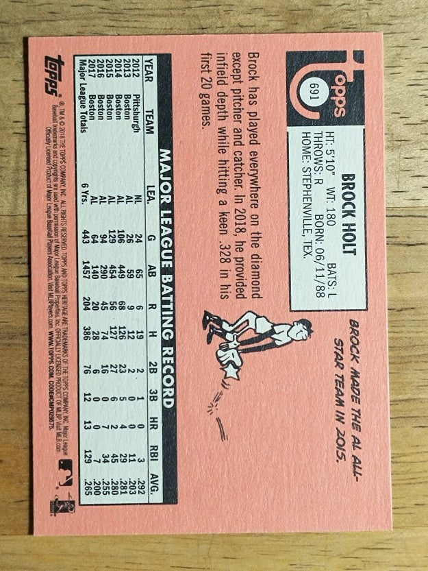 2018 Topps Heritage #691 Brock Holt