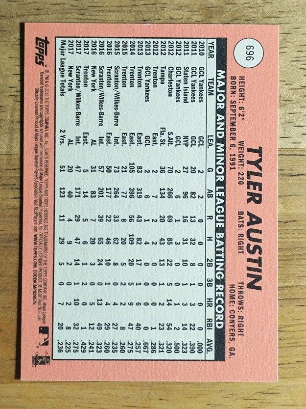 2018 Topps Heritage #696 Tyler Austin