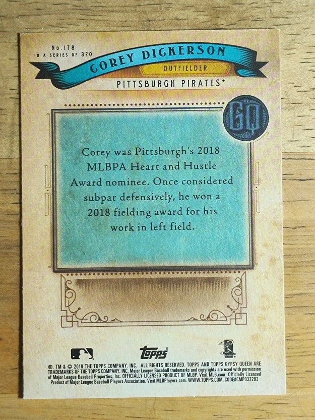 2019 Topps Gypsy Queen #178 Corey Dickerson