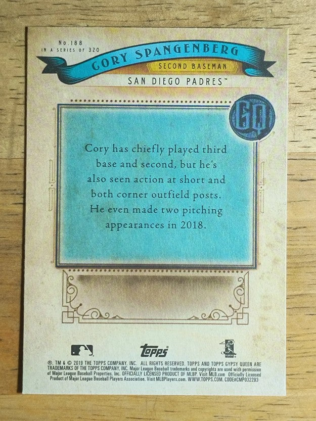 2019 Topps Gypsy Queen #188 Cory Spangenberg