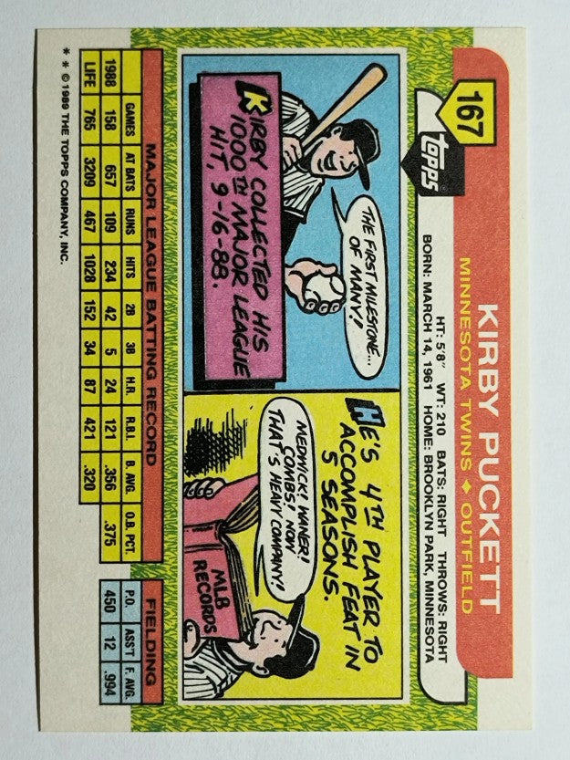 1989 Topps Big #167 Kirby Puckett