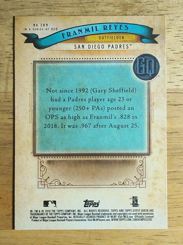 2019 Topps Gypsy Queen #289 Franmil Reyes