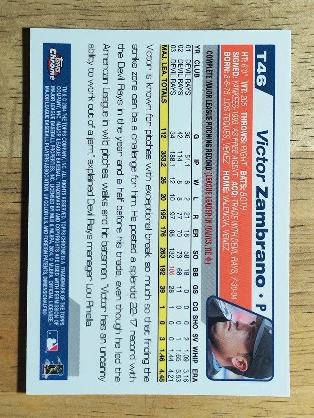 2004 Topps Chrome Traded #T46 Victor Zambrano