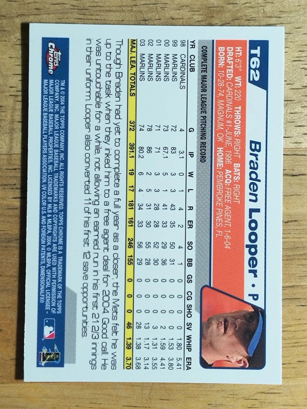 2004 Topps Chrome Traded #T62 Braden Looper