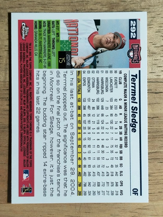 2005 Topps Chrome #292 Terrmel Sledge
