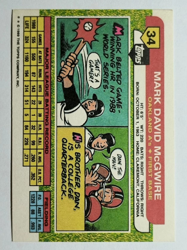 1989 Topps Big #34 Mark McGwire