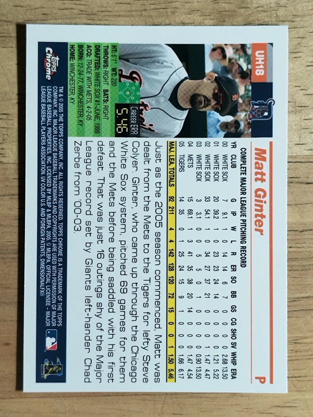 2005 Topps Chrome Update #18 Matt Ginter