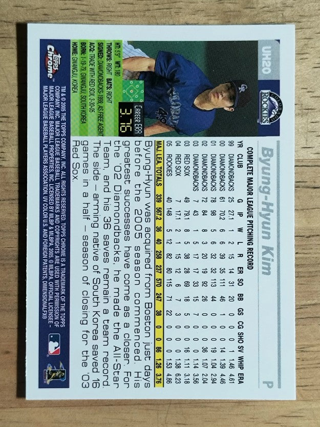 2005 Topps Chrome Update #20 Byung-Hyun Kim