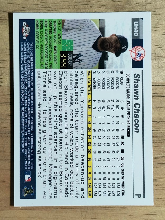 2005 Topps Chrome Update #40 Shawn Chacon