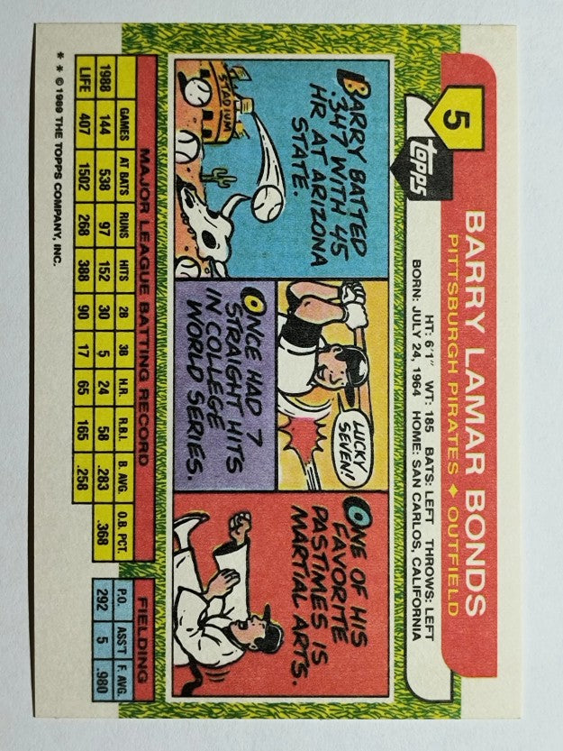 1989 Topps Big #5 Barry Bonds