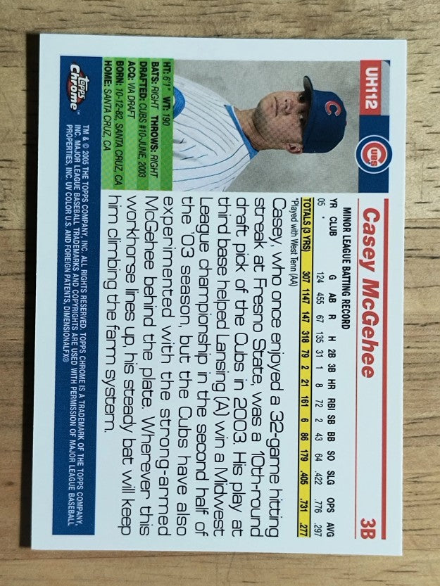 2005 Topps Chrome Update #112 Casey McGehee FY RC