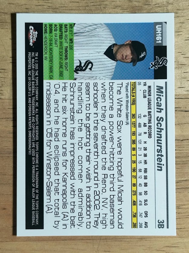 2005 Topps Chrome Update #161 Micah Schnurstein FY RC