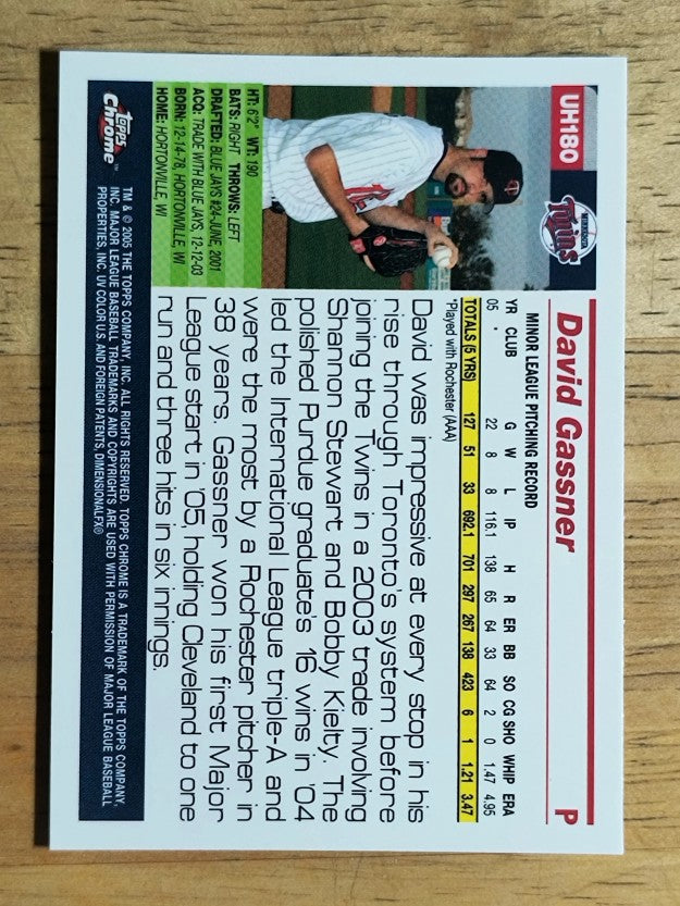 2005 Topps Chrome Update #180 David Gassner FY RC