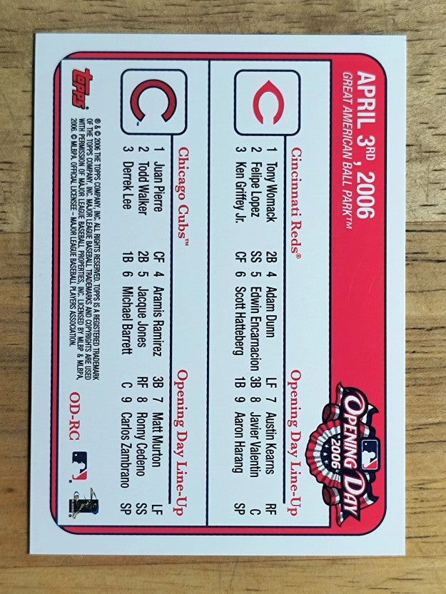 2006 Topps Opening Day Team vs. Team #RC Cincinnati Reds vs. Cubs