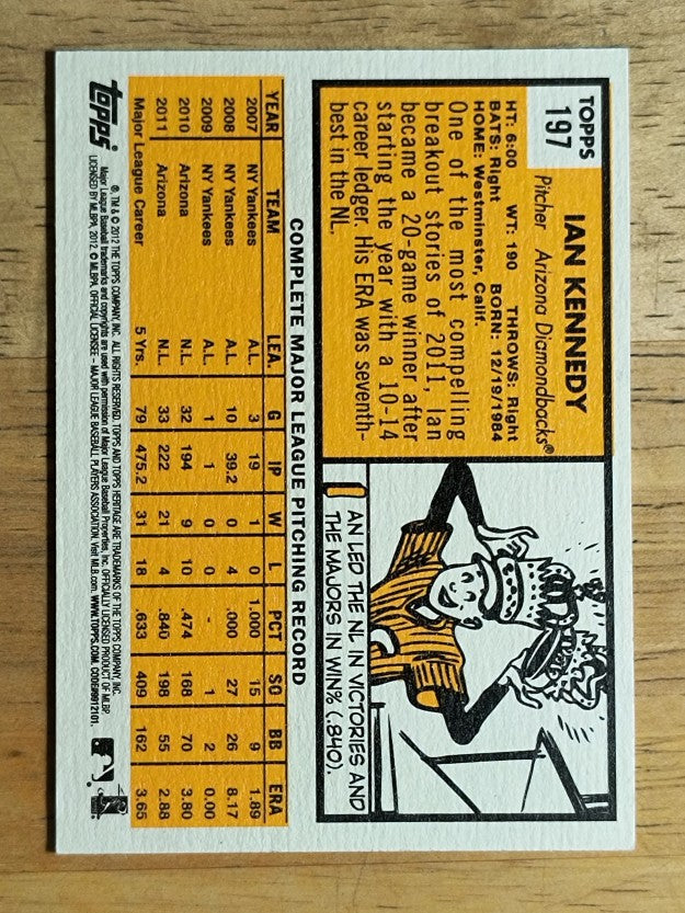 2012 Topps Heritage #197A Ian Kennedy