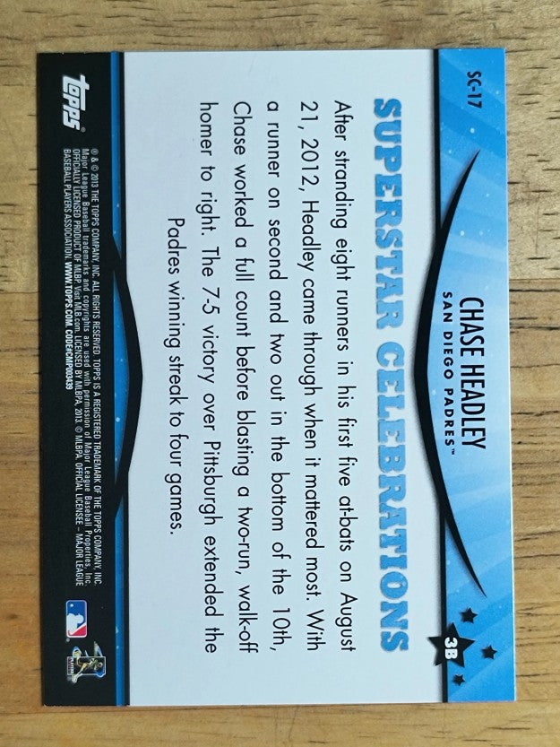 2013 Topps Opening Day Superstar Celebrations #SC17 Chase Headley