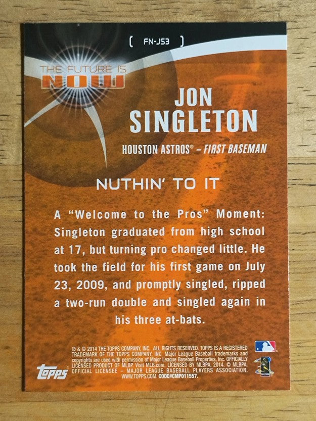 2014 Topps The Future is Now #FNJS3 Jon Singleton UPD
