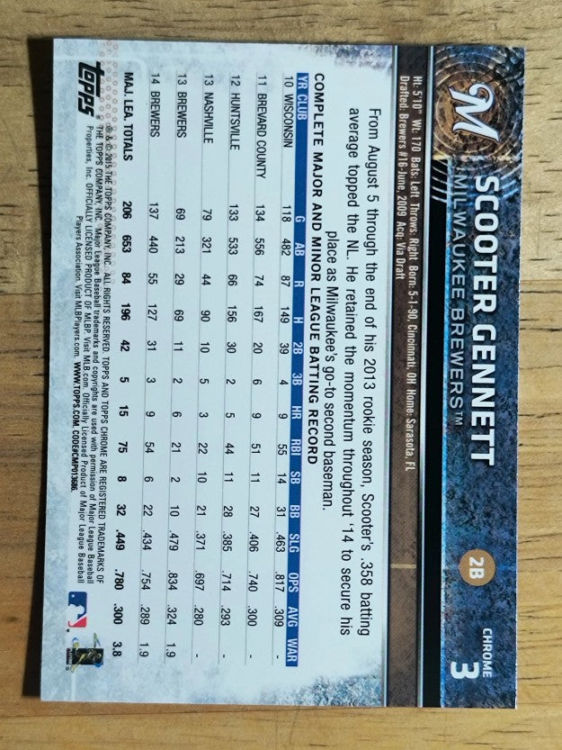 2015 Topps Chrome #3 Scooter Gennett