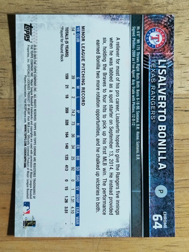 2015 Topps Chrome #64 Lisalverto Bonilla RC