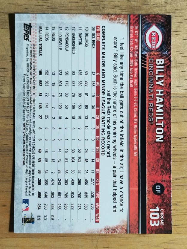 2015 Topps Chrome #103 Billy Hamilton