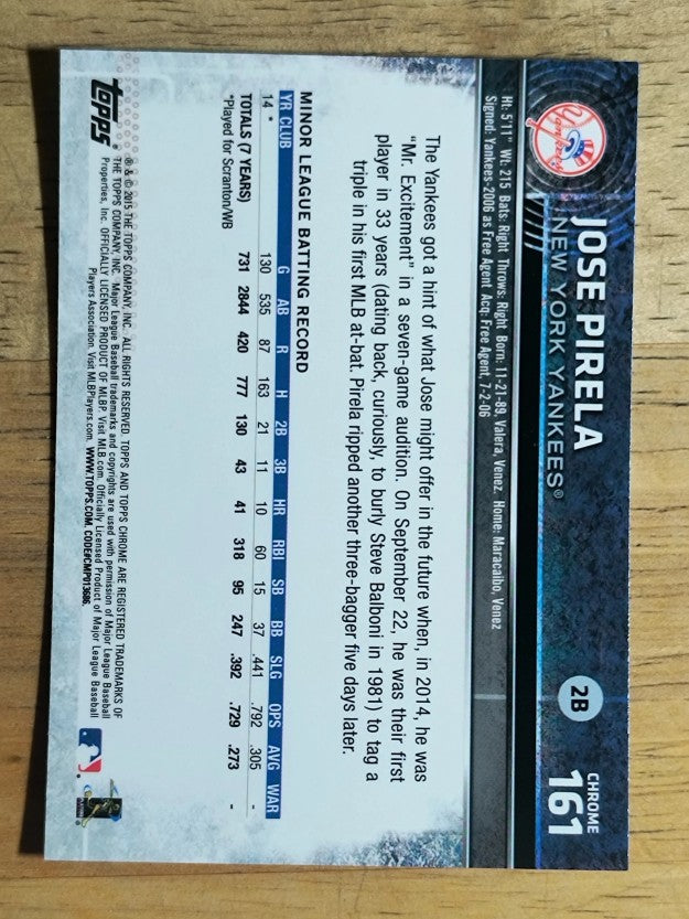 2015 Topps Chrome #161 Jose Pirela RC