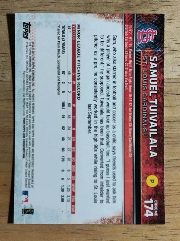 2015 Topps Chrome #174 Samuel Tuivailala RC