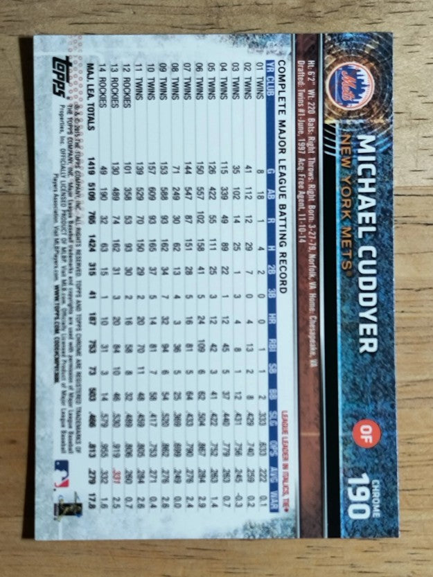 2015 Topps Chrome #190 Michael Cuddyer