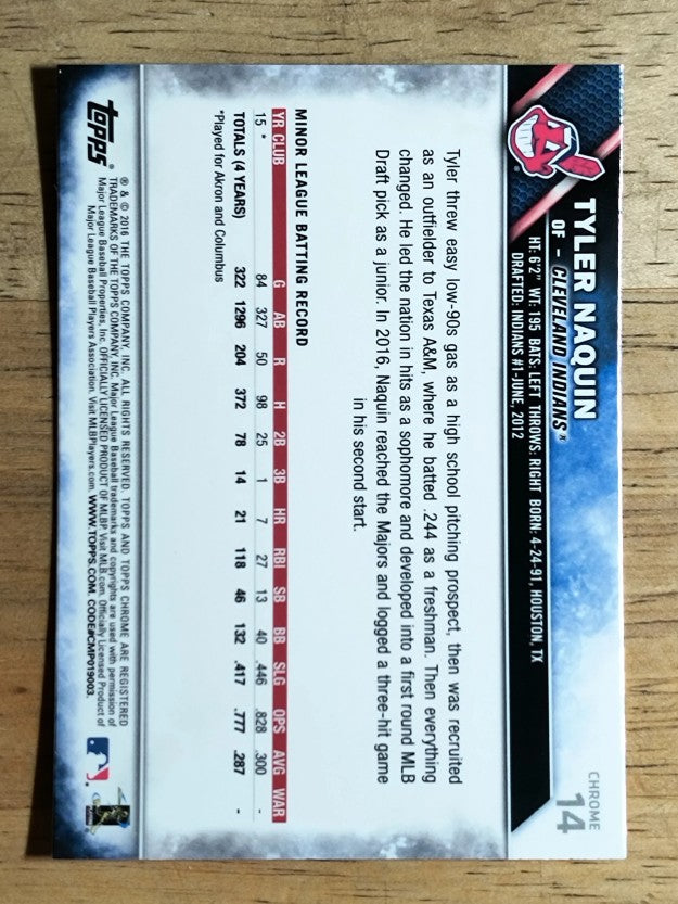 2016 Topps Chrome #14 Tyler Naquin RC