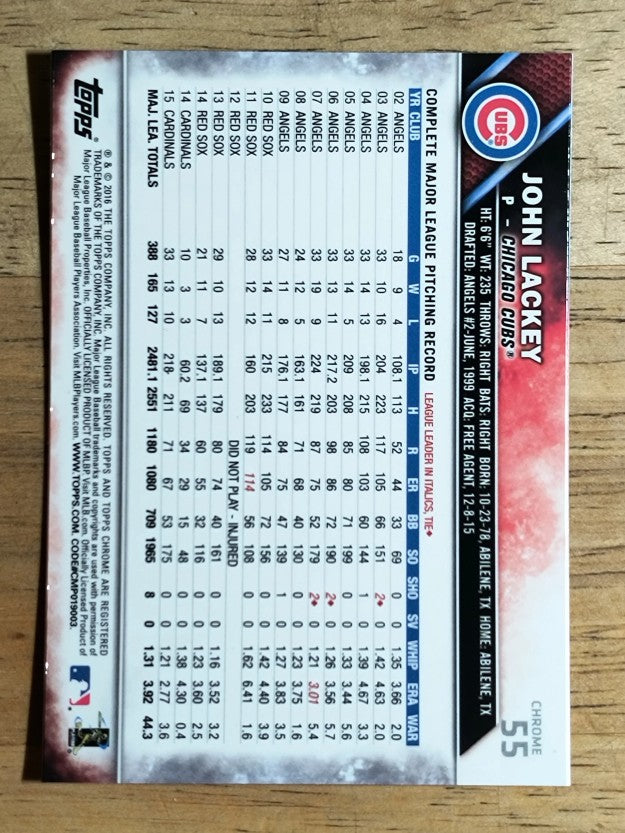 2016 Topps Chrome #55 John Lackey