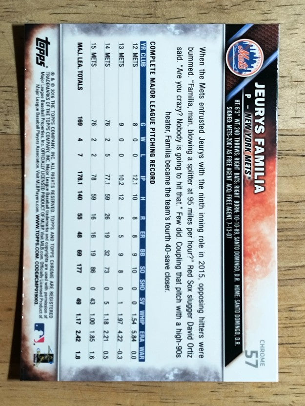 2016 Topps Chrome #57 Jeurys Familia