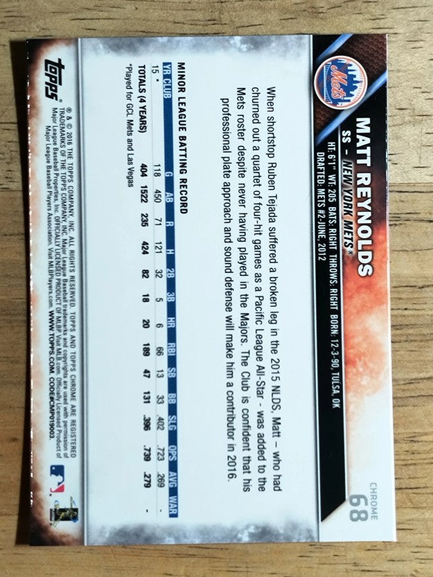 2016 Topps Chrome #68 Matt Reynolds
