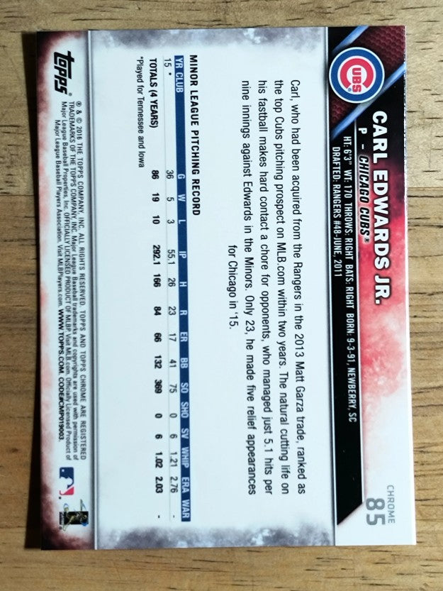 2016 Topps Chrome #85 Carl Edwards Jr. RC