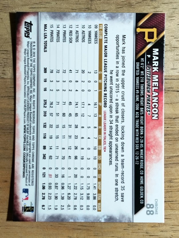 2016 Topps Chrome #88 Mark Melancon