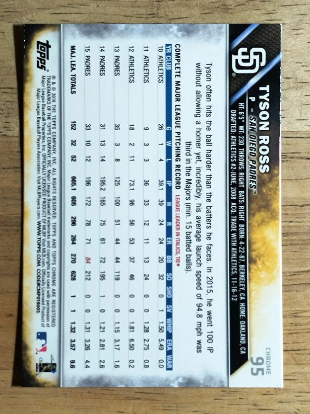 2016 Topps Chrome #95 Tyson Ross