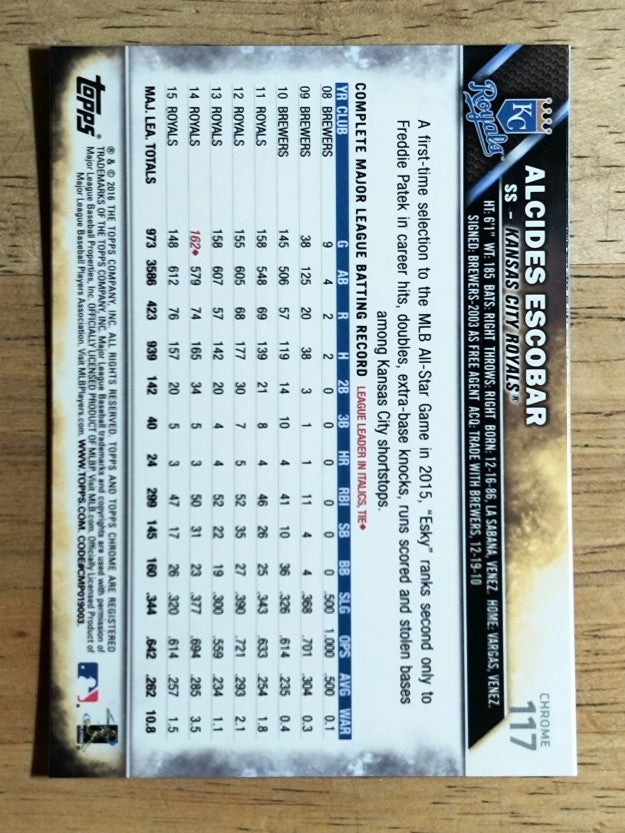 2016 Topps Chrome #117 Alcides Escobar